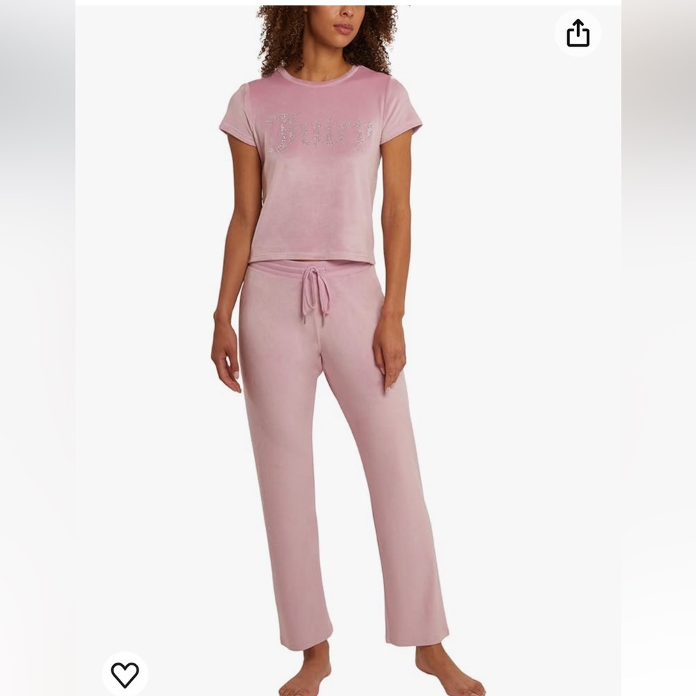 New Juicy Couture Pink Velour Bling Top & Pants 2 Piece Set - Picture 10 of 17